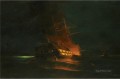 The burning of a Turkish frigate 2 by Konstantinos Volanakis Naval Battle